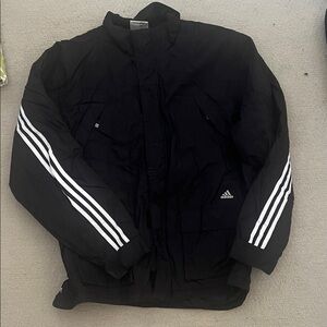 Adidas Men's Black Performance Jacket with White Stripes